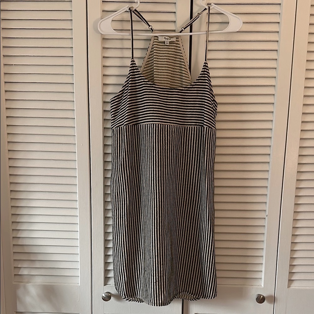 Madewell Black and White Striped Mini Dress